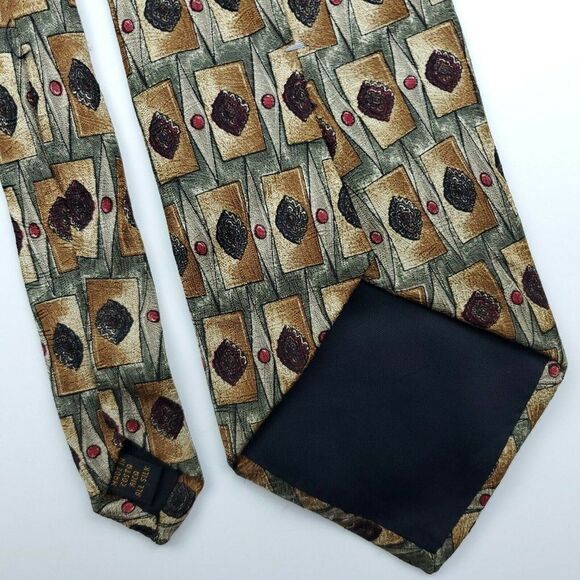 Colours Alexander Julian Geometric Green Silk Tie - Picture 5 of 6